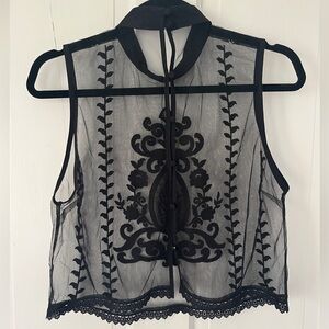 Elegant Black Sheer Embroidered Top